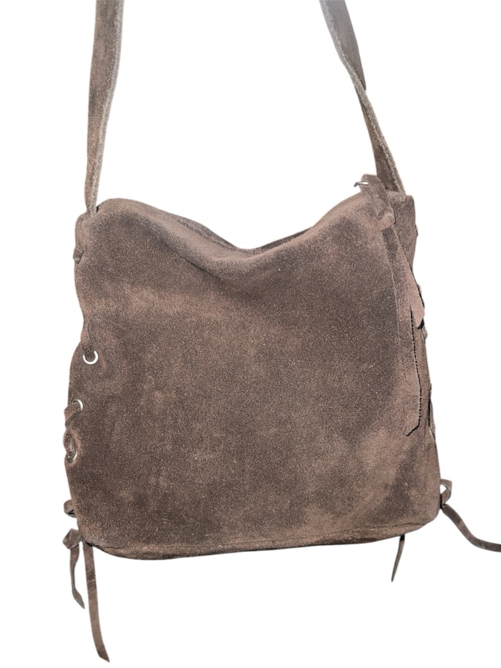 Vintage Y2K American Eagle Brown Suede Lace Up Bag & Matching Wallet Set - Picture 2 of 5